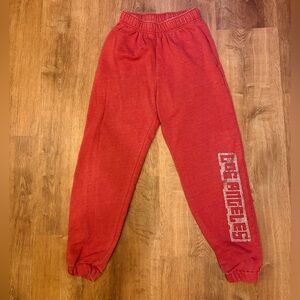 Women’s XS Red Sweatpants Rhinestone Logo Los Angeles Pockets Drawstring